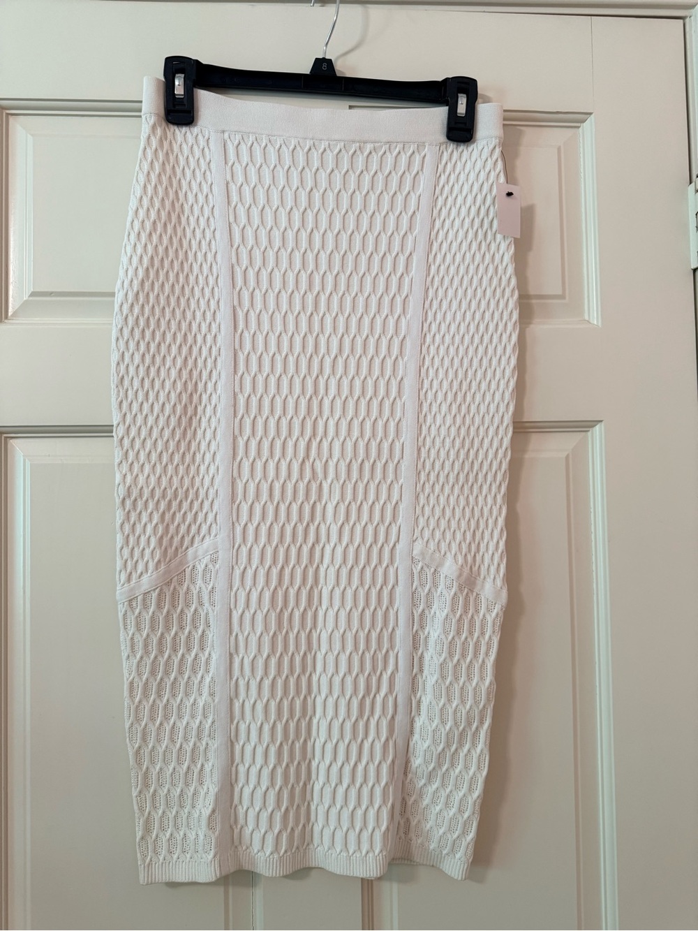 Jonathan Simkhai White Textured Knit Pencil Skirt